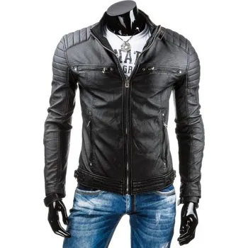 Pánská casual bunda Pánská MEN bunda koženka černá TX3247
