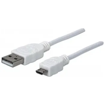 MANHATTAN Kabel propojovací USB 2.0 A Male / Micro-B Male, 1m, bílý