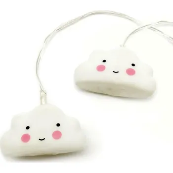 LED páska ACA Lighting dětský LED řetěz mraky 10 LED na baterie (3xAA) studená bílá IP20 135+30cm čirý kabel FPCLOUD10W2A