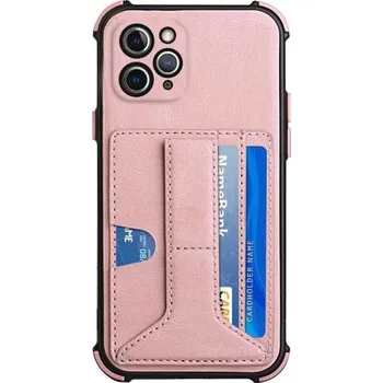 Pouzdro na mobilní telefon Kryt s kapsou na karty a stojánkem pro iPhone 11 Pro - růžový