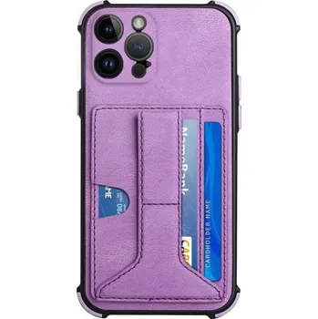 Pouzdro na mobilní telefon Kryt s kapsou na karty a stojánkem pro iPhone 13 Pro - fialový