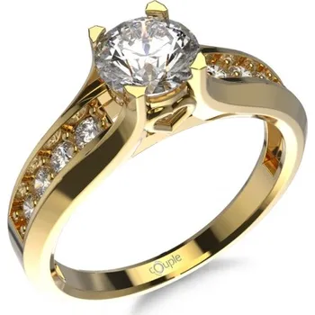 Prsten Couple, Romantický zásnubní prsten Rochelle, žluté zlato a zirkony, vel.: 51, ø16,2 mm, 5210504-0-51-1