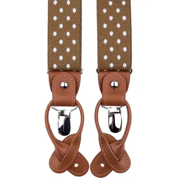 Kšandy Bubibubi Hnědé pánské kšandy s puntíky a hnědými poutky