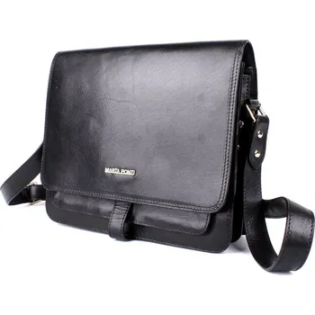 Kabelka Středně velká luxusní dámská kožená crossbody kabelka Marta Ponti 218 černá