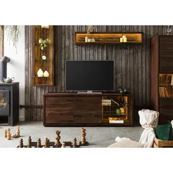 Televizní stolek TV stolek BARK Akácie 175x40x63 tmavě hnědý, lakovaný