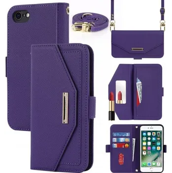 Pouzdro na mobilní telefon Flipové pouzdro s popruhem ve stylu psaníčka pro iPhone SE (2020/2022) / 8 / 7 - fialové