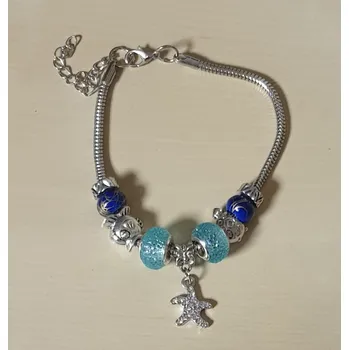 Náramek Náramek hadí ve stylu PANDORA - mořská hvězdice/tyrkys (délka 19cm)