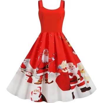 Dámské šaty Originální vintážní šaty s vánočním potiskem Velikost: M, Barva (Varianta): 1441-003