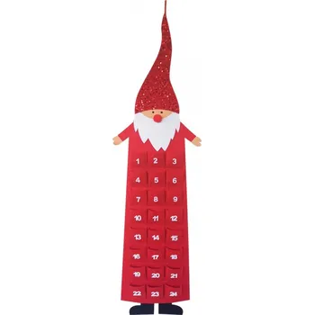 Vánoční dekorace Adventní kalednář z filcu skřítek červený 124 cm