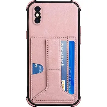 Pouzdro na mobilní telefon Kryt s kapsou na karty a stojánkem pro iPhone XS Max - růžový