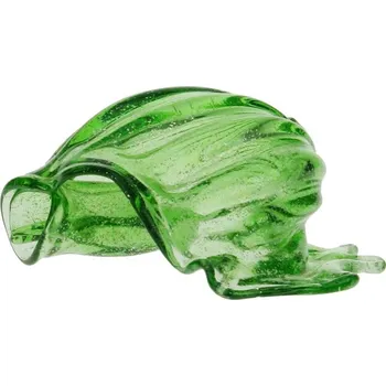 Lastura ze skla zelená třpytivá 14 cm (Skleněné těžítko škeble)