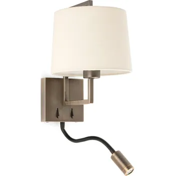 Nástěnné svítidlo FARO FRAME nástěnná lampa, starozlatá/béžová, se čtecí lampičkou