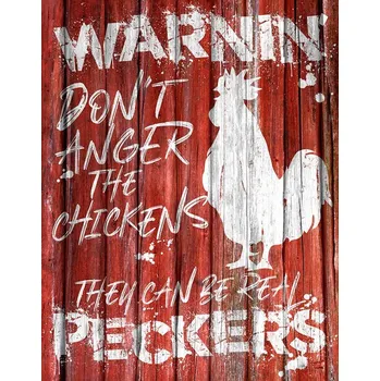 Plechová cedule Plechová cedule Chicken Warnin