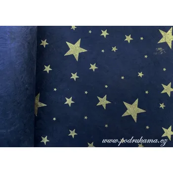 Umělecký papír Sapaimport Nepálský ruční papír Lokta metal - hvězdy modrý Velikost: arch 75x50 cm