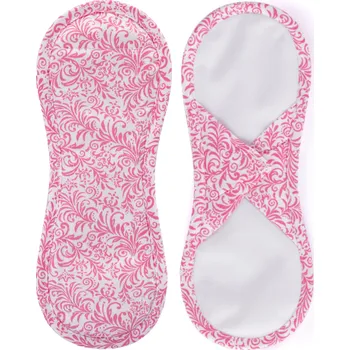 Menstruační vložka Bamboolik Látkové menstruační vložky biobavlna - satén (suchý zip) Červené kvítky na tmavě šedé