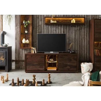 Televizní stolek TV stolek BARK Akácie 175x40x63, tmavě hnědý, lakovaný