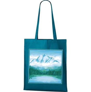Plátěná tašká Hory, Barva Petrolejová, Velikost 40×45 cm, Canvas Nákupní taška Bezvatriko.cz 1717