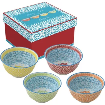 Easy Life, Itálie Easy Life - Keramické misky Geometric malé v dárkové krabičce 4 ks - 11 cm Barva: jako na obrázku, Velikost: 11x11