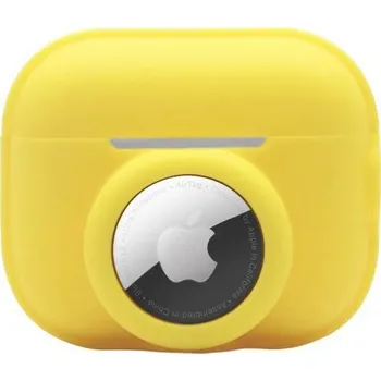 Pouzdro na mobilní telefon 2v1 silikonový ochranný obal pro AirPods Pro 2 / AirTag - žlutý