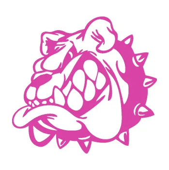 Polep vozidla Pes 182 levá rozzuřený buldok (16 - růžová) SAMOLEPKA NA AUTO, NÁLEPKA, FÓLIE, POLEP, TUNING, VLASTNÍ TEXT, TISK, AUTOSAMOLEPKY.cz, POLEPY, OBRÁZEK, LOGO, 3D STICKERS