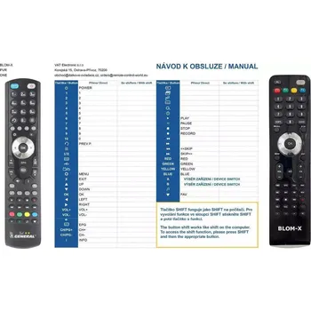 Dálkový ovladač BLOM-X One - dálkový ovladač - náhrada kompatibiln