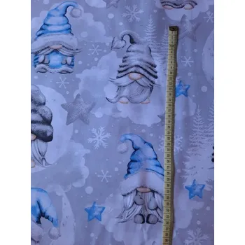 LÁTKA vánoční TRPASLÍCI NA MĚSÍČKU ŠEDÁ š.160 modrá