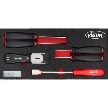 Úderové škrabky 16 dílů ve výplni do dílenského vozíku VIGOR - V5017