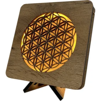 Lampička Li-Go "Květ života" lampa 19x19cm provedení povrchu: dub
