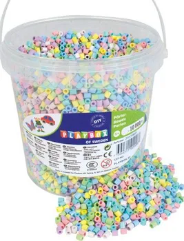 Dětské navlékací korálky Playbox Zažehlovací korálky pastelový mix kbelík 10000 ks