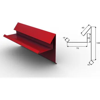 Blachdom Závětrná lišta dvojitá Omak spodní PE lesk Barva krytiny: Ohnivě červená RAL 3000