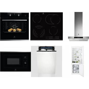 Set domácích spotřebičů ELECTROLUX KODEH70X + ELECTROLUX EHF6547FXK + ELECTROLUX LFT426X + ELECTROLUX LMS2203EMX + ELECTROLUX EEM23100L + ELECTROLUX ENT6TF18S
