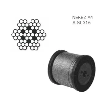 Horolezectví Nerezové lanko 1,5mm ,7x7, nosnost 40kg, nerez A4, DIN 3055 - metr