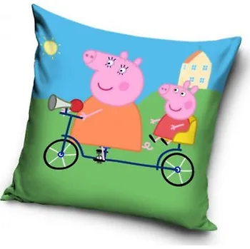 Dekorativní polštářek Carobotex Dětský polštářek Prasátko Peppa Na kole