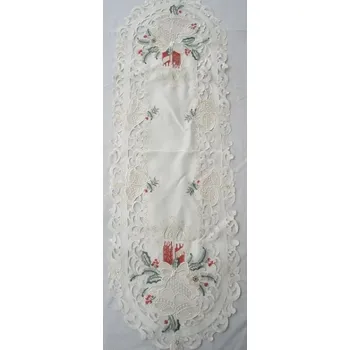 Svíčka UBRUS vyšívaný 110 x 36 vánoční červená svíčka