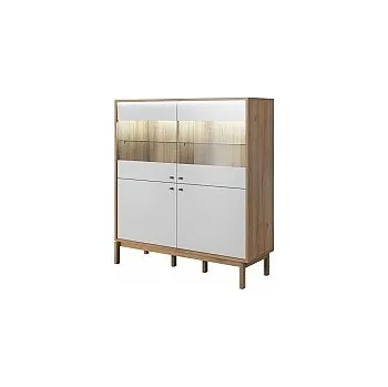 Komoda Komoda FRANKA vysoká 4D2S Dub Grandson / dvířka bílé matné