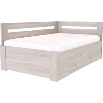 Postel Zvýšené francouzské lůžko FABIE rohové Varianta: Šířka 120 cm, Dekor: Jasan šedý, Úchytky: zapuštěné úchytky