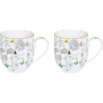 Easy Life, Itálie Easy Life - Sada porcelánových hrnků Fleurs Et Papillons v dárkové krabičce 2 ks - 300 ml Barva: jako na obrázku