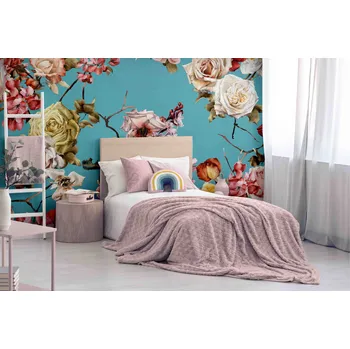 Malvis ® Tapeta Jarní květiny na modrém podkladu Vel. (šířka x výška): 216 x 140 cm