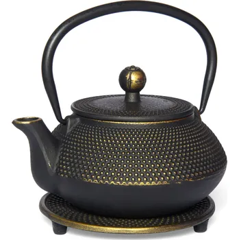 Konvice na čaj Čajová zahrada Japonská litinová konvice Arare zlatá 700ml s podložkou