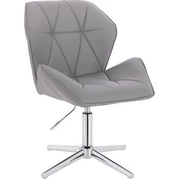Otočné křeslo ekokůže Horten XL na stříbrném kříži - šedé