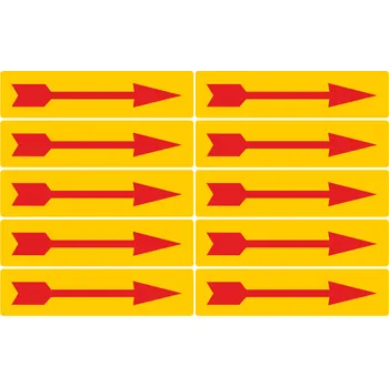 Sada směrových šipek červenožlutých samolepící PVC fólie arch 105x25mm 10 ks