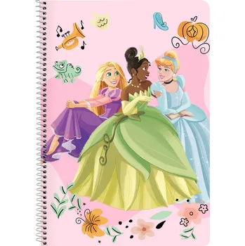 Set školních potřeb Disney Princess Spirálový sešit A4 Princesses Disney Magical Béžová Růžová Čtverečkovaný (80 listů)