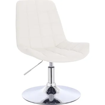 Otočné křeslo ekokůže Voss na stříbrném talíři - bílé