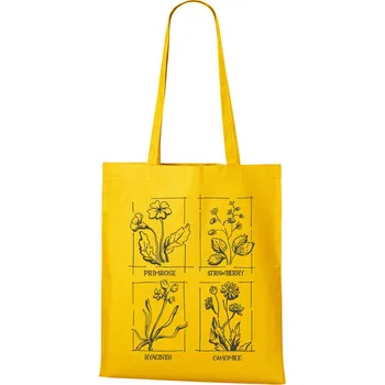 Plátěná taška s druhy květin, Barva Žlutá, Velikost 40×45 cm, Canvas Nákupní taška Bezvatriko.cz 1734 -