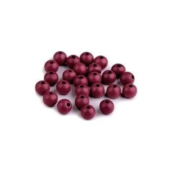 Dětské navlékací korálky Dřevěné korálky Ø 10 mm - bordó
