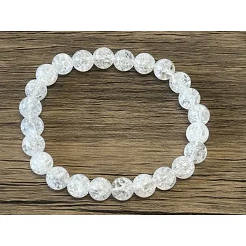 Náramek Náramek Křišťál pukaný 8mm (Korálkové náramky z minerálů - Křišťál pukaný 8mm CCA 48. Náramek je navlečen na elastické gumičce.)