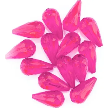 Materiál na výrobu šperku Plastový korálek, slza, hruška, barva tmavě růžová, 21 x 11 mm, 20 ks balení