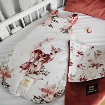 Příslušenství pro dětskou postel a kolébku Spací pytel Mimoušek set terra cotta velvet srnka