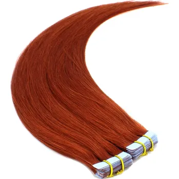 Příčesek 50cm Tape hair / pu extension / Tape IN lidské vlasy remy – měděná