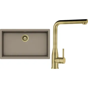 Granitový dřez Set Schock S29-18 (dřez Kiruna N-100XL Twilight + baterie Keto.120 White Gold + komponenty White Gold)